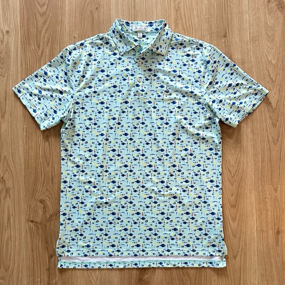 Peter Millar Fish Print Golf Shirt - Streamsong logo